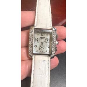 Women's 35mm Silver Tone Overload Quartz Watch, MOP Face, Crystal Accents